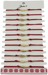 Jolie Bratara Martisor pentru Dama, Jolie, Model Aripa, Set 12 bucati, Pandativ din Inox Auriu, Snur Ajustabil Impletit, Rosu (127974)