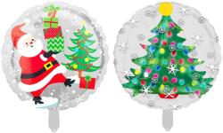 Flippy Balon Rotund, Flippy, din Folie de Aluminiu, Tema Craciun, Model Mos Craciun si Brad, 44.5x53 cm, Multicolor (162174)