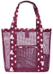 Flippy Geanta de Plaja, Flippy, din Plasa Transparenta, Imprimeu Floral, 43 x 10 x 33 cm, Model pentru Umar, Lungime Inferioara 33 cm, Burgundy (131471)