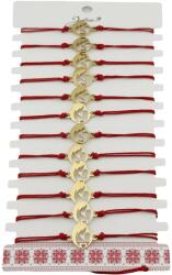 Jolie Bratara Martisor pentru Dama, Jolie, Model Mama cu Copil, Set 12 bucati, Pandativ din Inox Auriu, Snur Ajustabil Impletit, Rosu (128002)