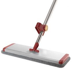 Flippy Mop Plat cu Laveta din Microfibra, Flippy, Pentru Uz Casnic, cu 2 Lavete Incluse, Sistem de Stoarcere, Tija Telescopica 130 cm, Rotire 360°, 42 x 130 cm, Rosu (125917)