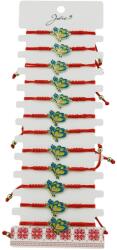 Jolie Martisor Bratara pentru Dama si Copii, Jolie, Model Fluture Albastru cu Galben, Set 12 bucati, Pandantiv Emailat, Snur Reglabil, Rosu (128027)