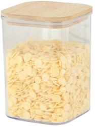 Flippy Cutie de Depozitare Alimente, Flippy, Cutie de tip Container, Cutie pentru Cereale, din Plastic, Capac din Bambuc, 10 x 10 x 14 cm, Volum 0.8 L, Transparent (134560)