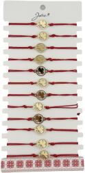 Flippy Bratara Martisor pentru Dama, Jolie, Model Trifoi cu Inima pe Petala, Set 12 bucati, Pandativ Auriu din Inox cu Snur Rosu Ajustabil (127981)