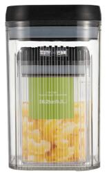 Flippy Cutii de Depozitare Alimente, Flippy, Set din 2 Cutii de Tip Container de 0.8 si 1.3 l, Recipiente pentru Cereale in Bucatarie, Transparente cu Capac Negru (134611)