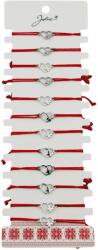 Jolie Bratara Martisor pentru Dama, Jolie, Model Inima cu Fluture, Set 12 bucati, Pandativ Argintiu din Inox cu Snur Rosu Ajustabil (128190)