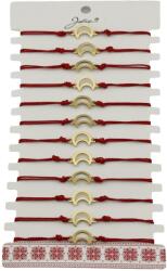 Jolie Bratara Martisor pentru Dama, Jolie, Model Luna Contur, Set 12 bucati, Pandativ din Inox Auriu, Snur Ajustabil Impletit, Rosu (127975)