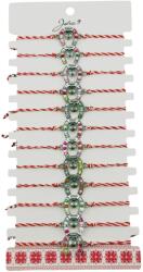 Jolie Bratara Martisor pentru Dama, Jolie, Model Potcoava, Set 12 bucati, Pandativ Argintiu din Inox cu Snur Alb-Rosu Ajustabil (133041)