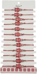 Jolie Bratara Martisor pentru Dama, Jolie, Model Bufnita, Set 12 bucati, Pandativ din Aliaj cu Print Traditional, Snur Ajustabil Impletit, Alb/Rosu (128161)