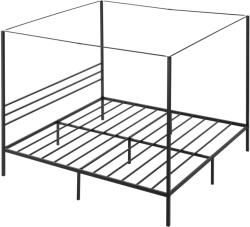 Vevor King size ágykeret baldachinnal, fém, 4 oszlop, lécek, fekete
