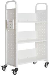 VEVOR Könyveskocsi L alakú polcokkal, teherbírás 150 kg, 77×38×122 cm, fehér