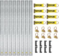 VEVOR 34 darabos E-sín rögzítőkészlet, 8 db 5 láb hosszú sín, 8 db rakomány D-gyűrű