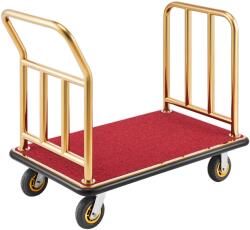 VEVOR Szállodai kocsi 340, 19 kg rozsdamentes acél 152 mm-es gumi kerekek vörös szőnyeggel