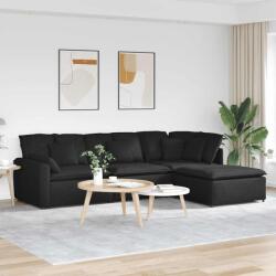 vidaXL Canapea modulara cu taburet si perne, material textil, negru GartenMobel Dekor (3321179) Canapea