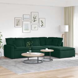 vidaXL Canapea modulara cu taburet si perne, catifea, verde închis GartenMobel Dekor (3321191) Canapea