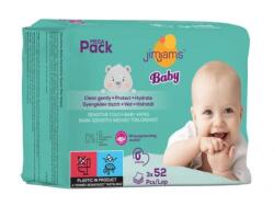 JimJams Baby sensitive illatmentes nedves törlőkendő kupakkal, 3x52db