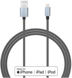 Lemontti Lemontti Cablu Bending Aluminum USB-A la Lightning MFI, 1.5m, Gri (LCLUSB15)