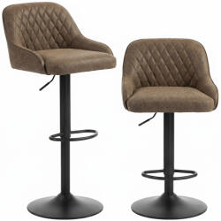 HOMCOM Set de 2 tabureți de bar, scaune înalte pentru bucătărie cu șezut pivotant și înălțime reglabilă, maro închis | Aosom Romania (83A-547V80DR)