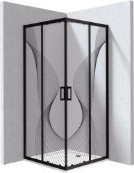 Deante Funkia Evo cabină cu cădiță 90x90 cm pătrat negru mat/sticlă cu model KYCPNB99P (KYCPNB99P)
