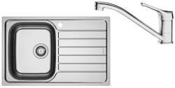 Franke Chiuveta bucatarie inox Franke Spark 78x50 cm cu 1 cuva cu picurator dreapta finisaj texturat plus baterie crom (101.0737.732) Chiuveta