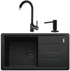Franke Set chiuveta bucatarie compozit Franke Malta VN 1 cuva cu picurator 78x43.5 cm reversibila finisaj negru mat plus baterie si dozator sapun (114.0662.894)