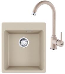 Franke Set chiuveta bucatarie compozit Franke Maris Avena 44x50 cm cu 1 cuva finisaj bej mat si baterie Pola (114.0662.653)