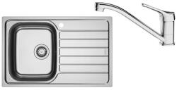 Franke Chiuveta bucatarie inox Franke Spark 78x50 cm cu 1 cuva cu picurator stanga finisaj lucios plus baterie crom (101.0737.735) Chiuveta