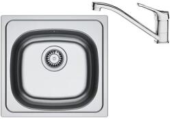 Franke Set chiuveta bucatarie inox Franke Spark 45.5x43.5 cm cu 1 cuva finisaj texturat si baterie crom (101.0729.878)