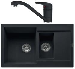 Franke Set chiuveta bucatarie compozit Franke Maris 1 cuva 1/2 cu picurator 78x50 cm finisaj negru mat cu baterie Novara Plus (114.0660.666)