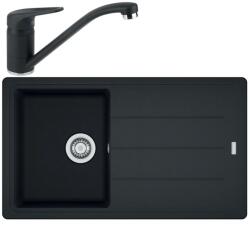 Franke Set chiuveta bucatarie compozit Franke Basis 1 cuva cu picurator 86x50 cm finisaj negru mat cu baterie Novara Plus (114.0660.906)