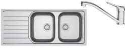 Franke Set chiuveta bucatarie inox Franke Spark 116x50 cm cu 2 cuve si picurator stanga finisaj lucios plus baterie crom (101.0737.706)