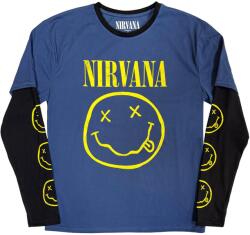 Nirvana Yellow Happy Face (Sleeve Print) Denim Blue & Black M Риза (<![CDATA[NIRVLLST04MDB02]]>)