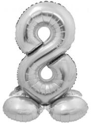  Ezüst 8-as Silver szám fólia lufi talppal 72 cm - pepita - 179 Ft