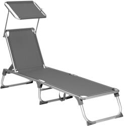 SongmicsHome MALIBU kerti napozóágy állítható napellenzővel, 193x55x31cm, szürke SongmicsHome