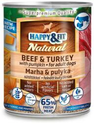 Happy&Fit Natural Dog Konzerv Marha&pulyka sütőtökkel 800g (HF22950)