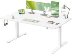 VASAGLE Elektromos állítható magasságú íróasztal USB-C porttal, 160x80 cm, fehér (LSD146WZ02)