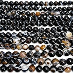 Margele Agata Sardonix Rotunde 8, 10, 12mm pentru Bijuterii Handmade Naturale