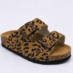 Goodin Leopárdmintás női flip-flop papucs állítható csatokkal bézs-fekete 39 (GD-XF-1001 LEOPARD 39)