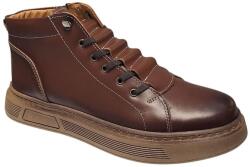 Philippe Ghete barbati casual din piele naturala maro cu fermoar imblanite GS2021GM