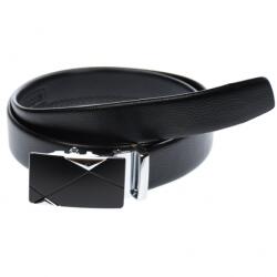 Lucianis style Curea din piele pentru barbati, catarama metalica fara ac, latime 3.5 cm, lungime reglabila, negru - LS240NSS - ellegant