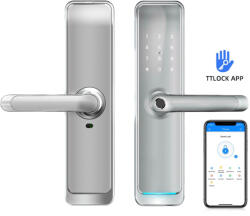 LILIWISE Incuietoare smart cu amprenta, cod, card, telefon, Wi-Fi, Bluetooth, ideal pensiuni, regim hotelier, Booking, Airbnb, culoare silver (UPG-H35B-S)