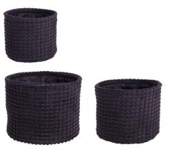 Bizzotto Bizzotto, 3 db fekete textil tárolókosár készlet 16x13 cm, 19x16 cm, 22x18 cm (0219063deco)