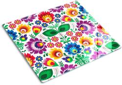 tulup Edzett üveg vágódeszka, Tulup, Etnikai minta, Többszínű, 60x52 cm, 010010520040000006680 (010010520040000006680)