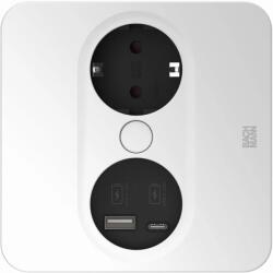 Bachmann Contact pentru încorporare Bachmann - TWIST 2, 1x Schuko, USB-A+C, 2 m, pătrat, alb (946.205)