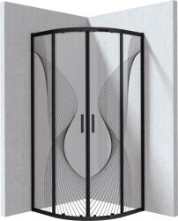 Deante Funkia Evo cabină de duș 80x80 cm semicircular negru mat/sticlă cu model KYPNB88P (KYPNB88P)