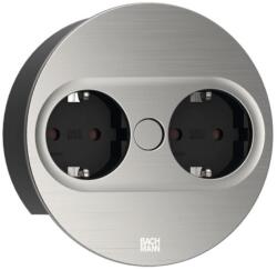 Bachmann Contact pentru încorporare Bachmann - TWIST 2, 2x Schuko, 2 m, rotund, inox (946.000)