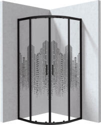 Deante Funkia Evo zuhanykabin 90x90 cm félkör alakú fekete matt/üveg mintával KYPND99P (KYPND99P)