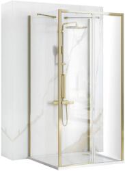 Rea Rapid Slide, 3 falú zuhanykabin 130 (ajtó) x 100 (fal) x 100 (fal) x 195 cm, 6 mm átlátszó üveg, arany fényes profil, KPL-09427 (KPL-09427)