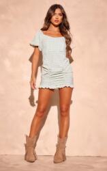 Prettylittlething Ruha Kockás Zöld-fehér Mini Bő Ujjú Prettylittlething 38