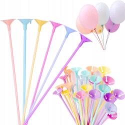 brokatove Lufi pálcika hosszú kosárral Pasztell 40 cm 100db születésnapra